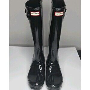 Hunter Women's Black Original Tall Gloss Rain Boots Size 10 EUC